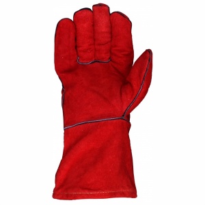 Leather Gauntlet Glove - Red