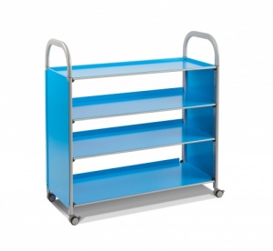 Callero 4 shelf flat trolley, Cyan Blue