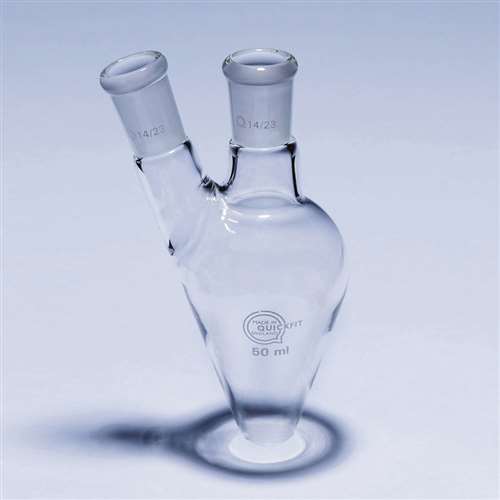 2 Neck Pear Shaped Flask 50ml 14/23 School Science Equipment